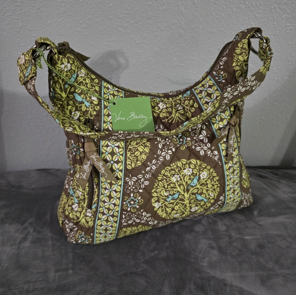 Brown and Green Patterned Shoulder Bag